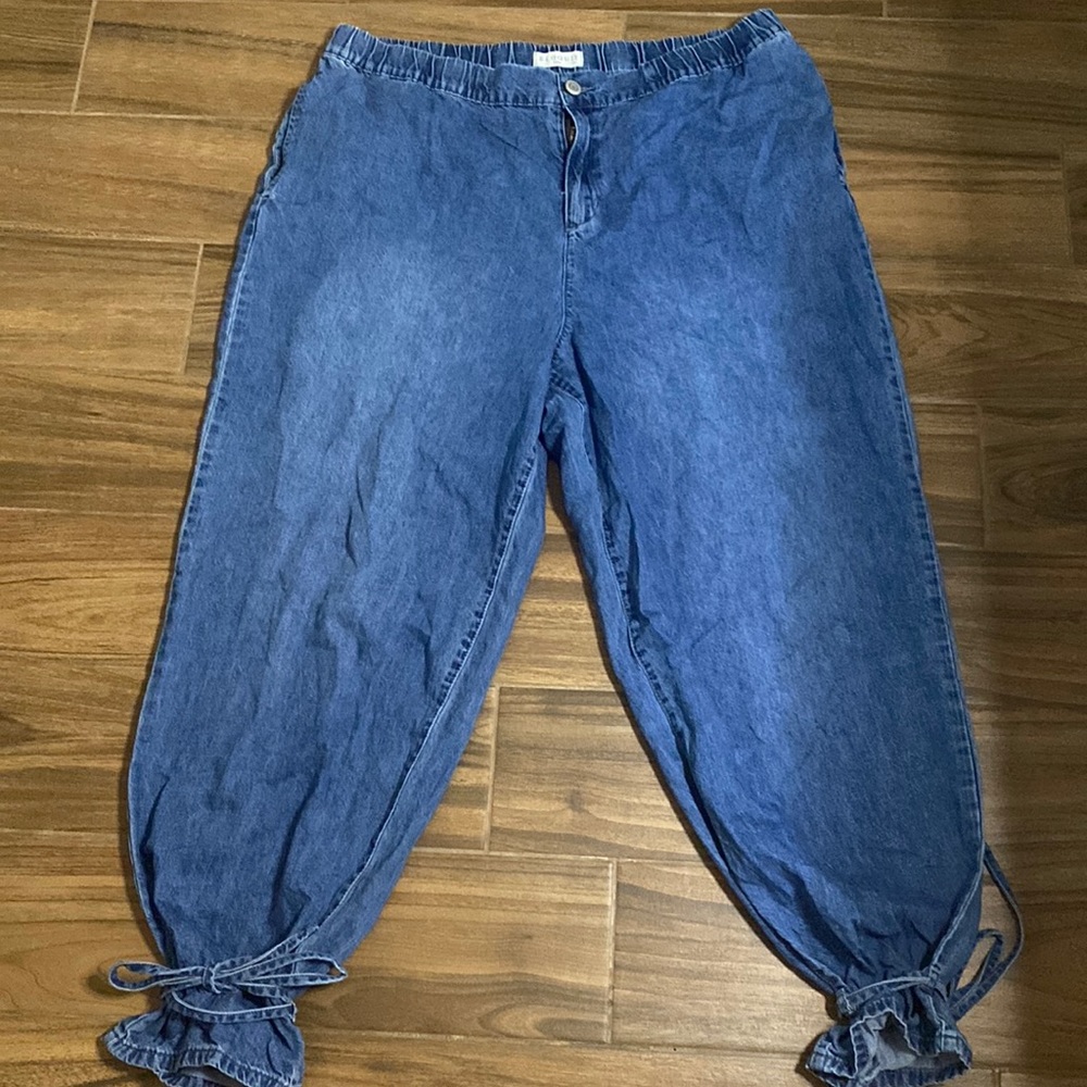 Eloquii tie ankle jeans